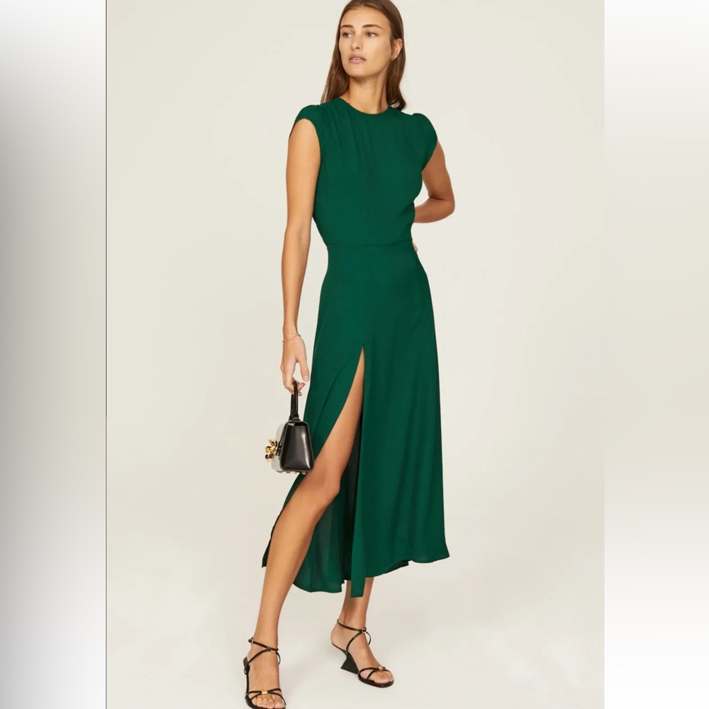 Reformation Gavin Dress Green Maxi - Open Back S